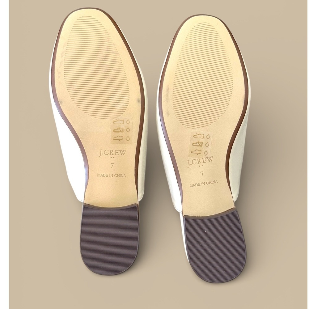 J.Crew NWOB Cream Leather Horsebit Mules Loafers Flat Shoes Women Size 7 - Picture 6 of 9